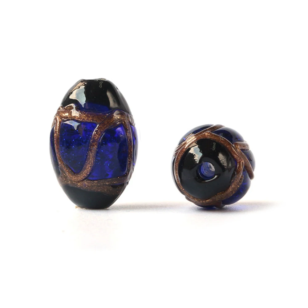 Royal-blue Большие овальные свободные стеклянные бусины лэмпворк Золотой Песок стеклянный разделитель для бусин в форме Будды Шарм бисера ювелирные изделия Изготовление поделок своими руками - Цвет: Royal-blue