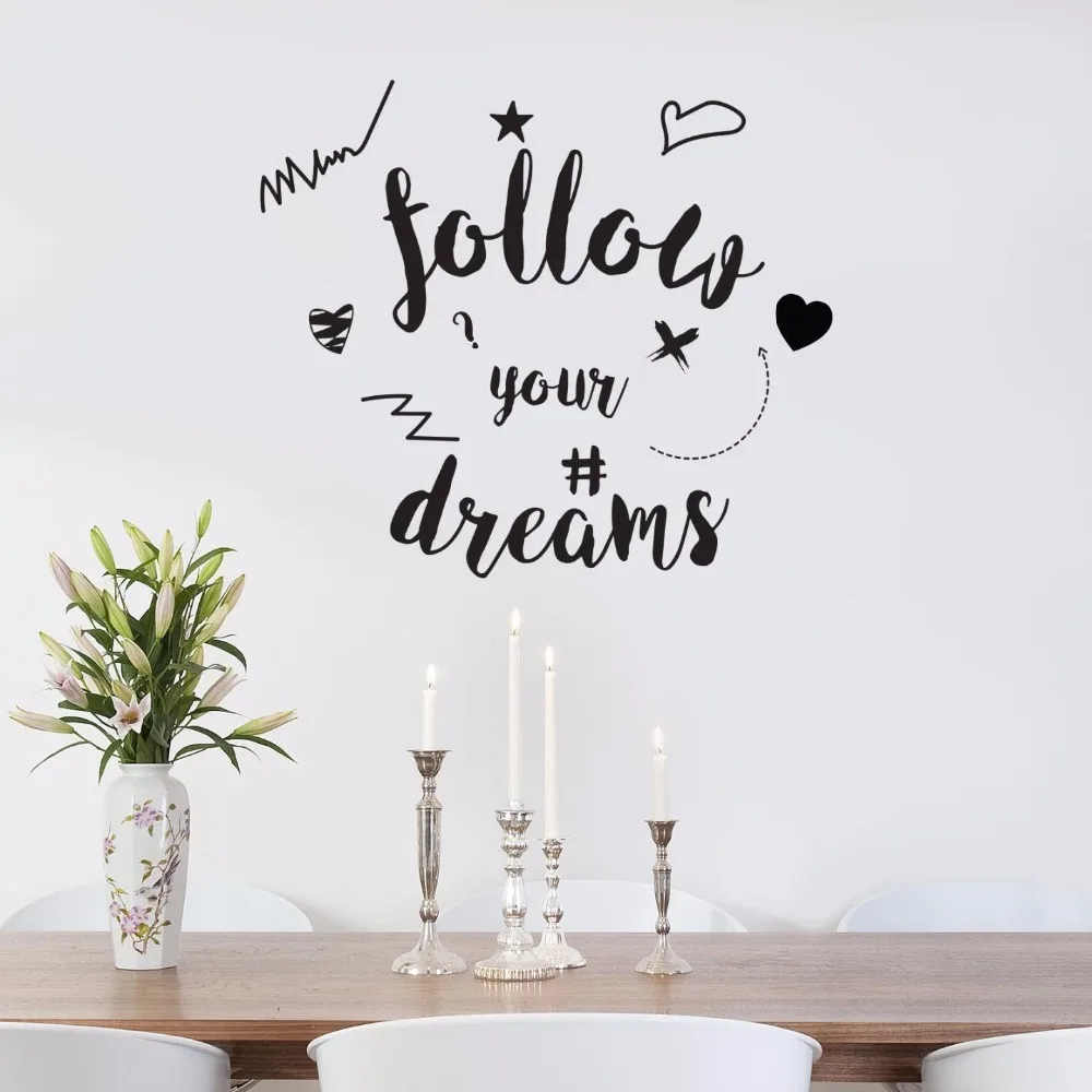 Съемные настенные Стикеры с надписью Follow Your Dreams для детской комнаты виниловые