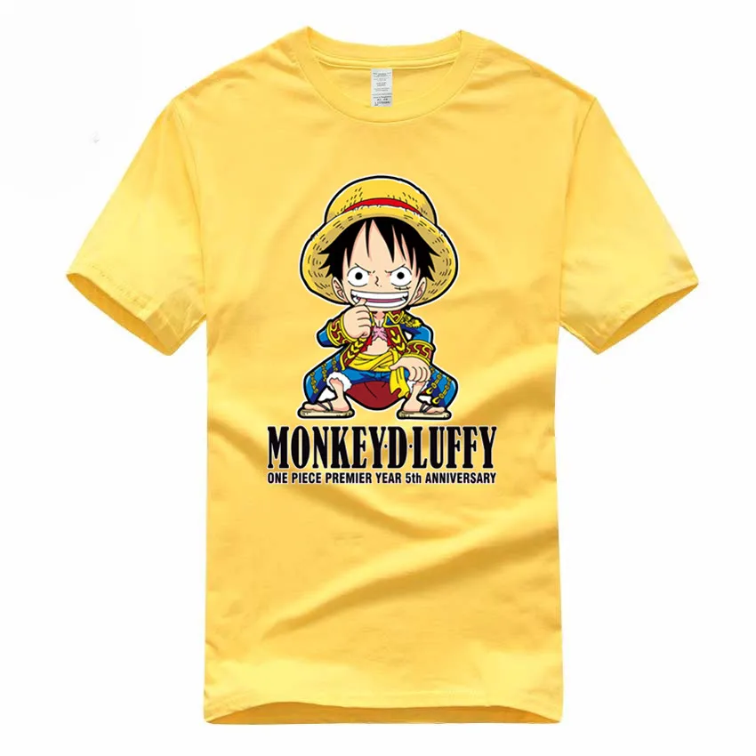One Piece Luffy японский знаменитый аниме европейский размер 100% хлопковая футболка