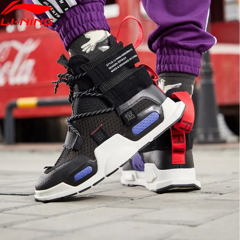 Li-Ning, унисекс, NYFW REBURN, Баскетбольная обувь для отдыха, ноская, Китай, с высокой подкладкой, спортивная обувь для фитнеса, кроссовки, AGBP038 XYL232