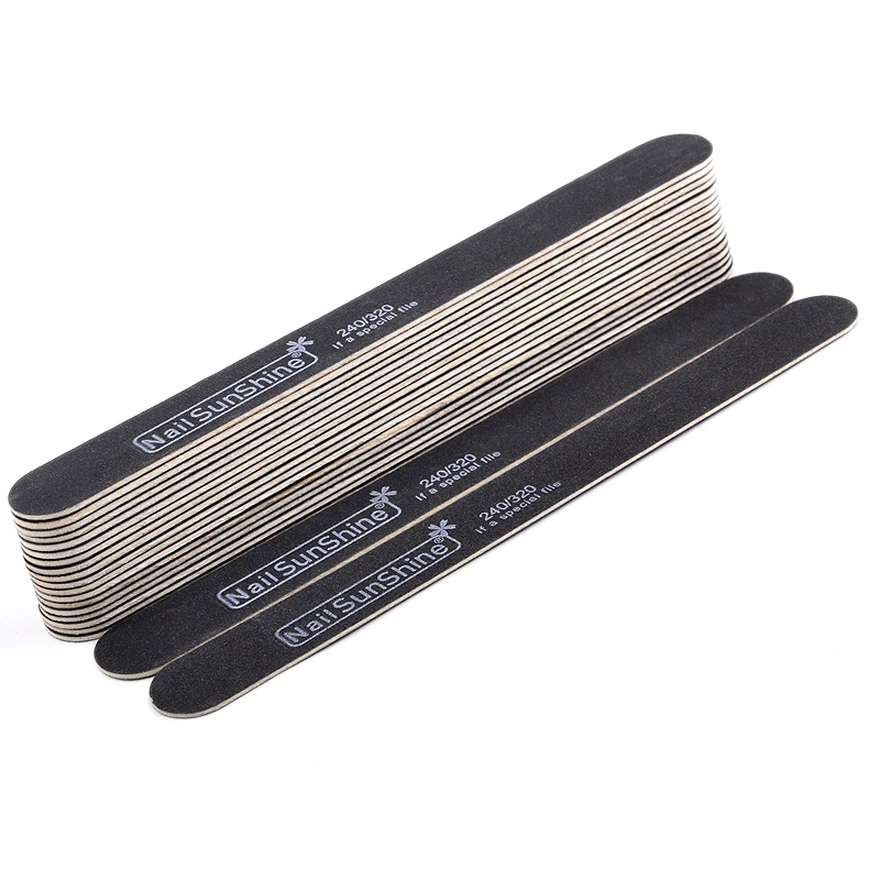 20 шт./лот черная деревянная шлифовальная буферная пилка для дизайна ногтей 240/320