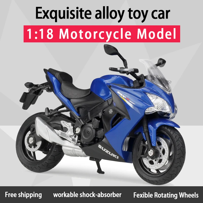 Welly 1:18 SUZU& KI GSX-S1000F Литая модель мотоцикла из сплава Рабочая короткопоглотитель игрушка для детей подарки коллекция игрушек