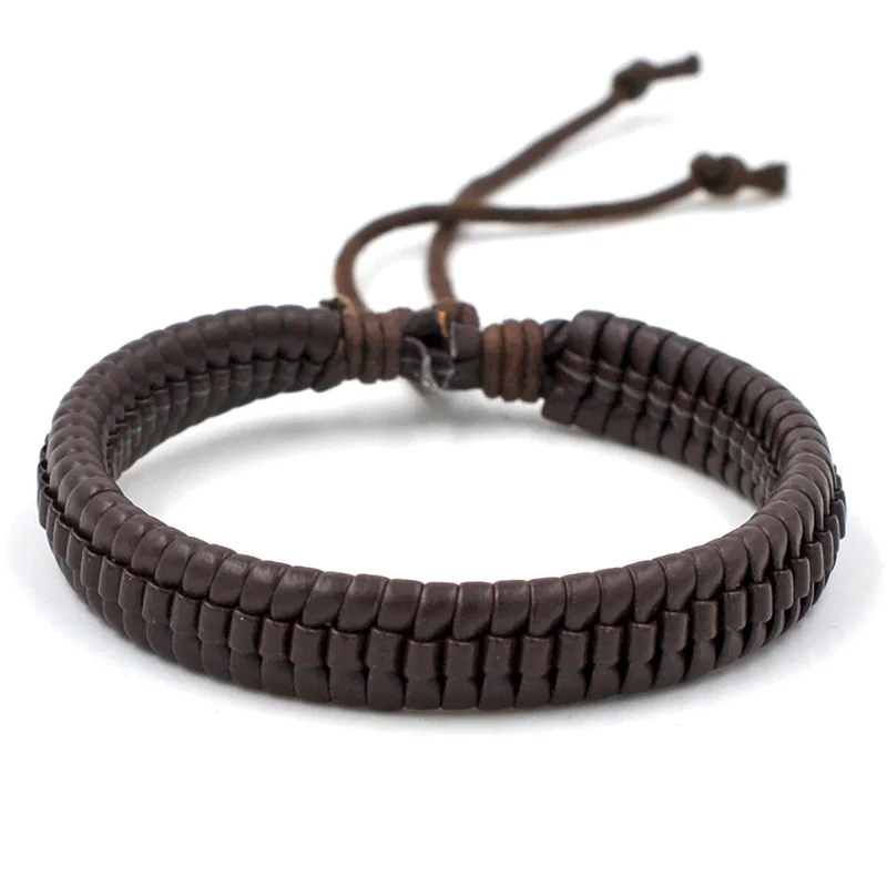 Dark Brown Mozo Fashion унисекс ручной браслет кожаный браслет веревочки регулируемые браслеты ручной работы Для мужчин Для женщин Повседневное ювелирных изделий(7 цветов) PS0018 - Окраска металла: Dark Brown