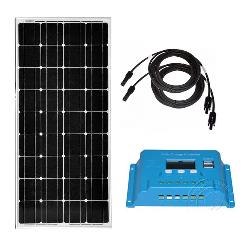 

100 Watt Solar Panel Kit Solar Charge Controller 12v/24v 10A Solar Battery Charger Caravan Camping Solar Off Grid System
