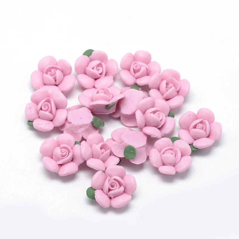 PearlPink 100 шт 14*15*7 мм ручной работы Фарфоровые кабошоны бусины в форме цветов DIY украшения ювелирных изделий изготовление аксессуаров припасы для ремесла - Цвет: PearlPink
