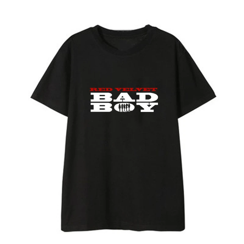 ALIPOP Kpop/красные бархатные рубашки с надписью Bad Boy Повседневная Свободная футболка