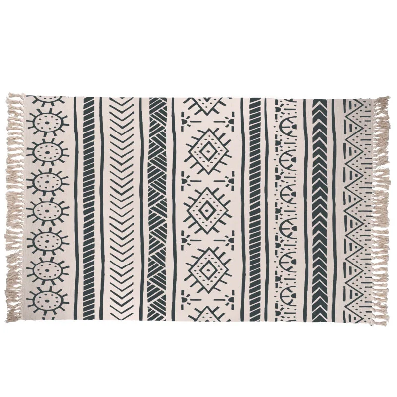Tassels Carpet Тканый марокканский ковер с геометрическими полосками и кисточками, хлопок, ручная работа, прочный машинная стирка, ковер для спальни/гостиной/двери - Цвет: Tassels Carpet