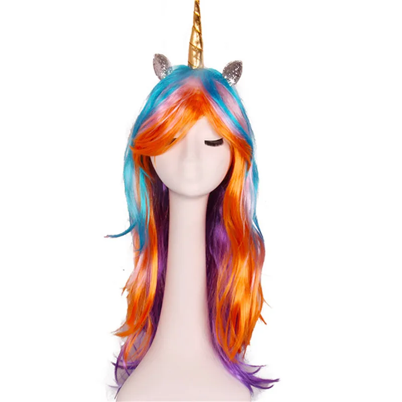 1 шт. Единорог парик Masque Photo Booth Волосы Радуга Unicornio aniversариo вечерние парики волосы