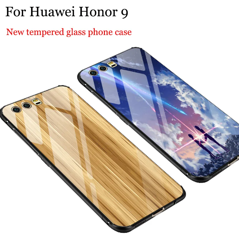 Чехол из закаленного стекла для Huawei Honor 9 2 шт. чехол модный зеркальный nine чехлы