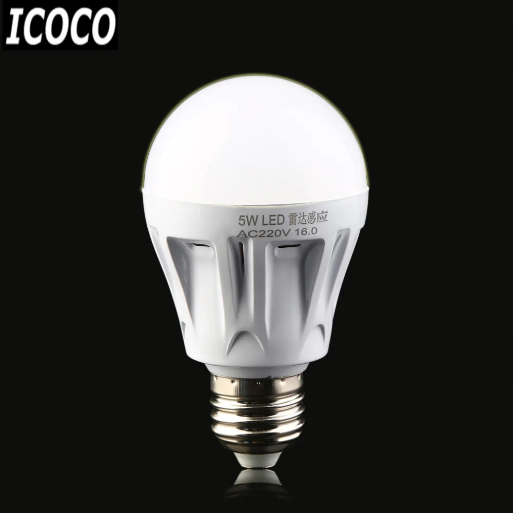 ICOCO новое поступление E27 светодиодный СВЧ радар движения окружающий световой индикатор датчика лампы AC85-265V 5 Вт для коридора гаража двора