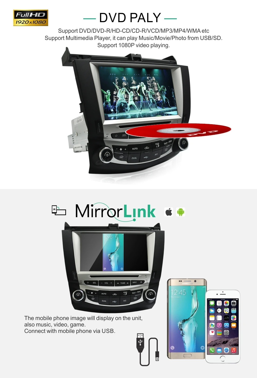 Dinpei " Автомобильный DVD плеер для Honda Accord 7 Автомобильный мультимедийный gps-навигация, радио, стерео WinCE6.0 2003 2004 2005 2006 2007 Dual AC