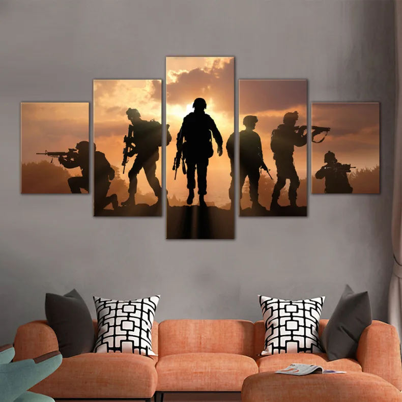 Модульные картины из холста HD печатные настенные художественные рамки 5 PArmy Soldiers