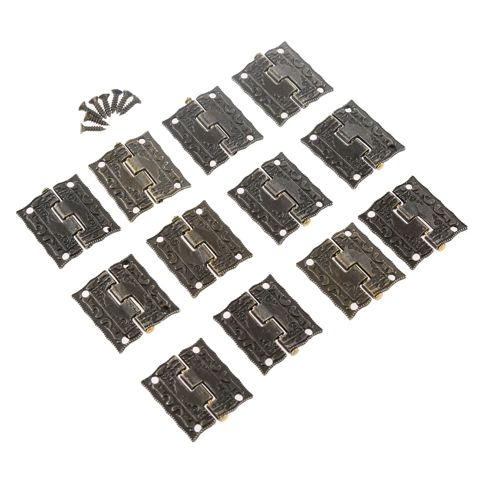 12 шт. античные бронзовые дверные петли для шкафа декоративные мини-петли ящика