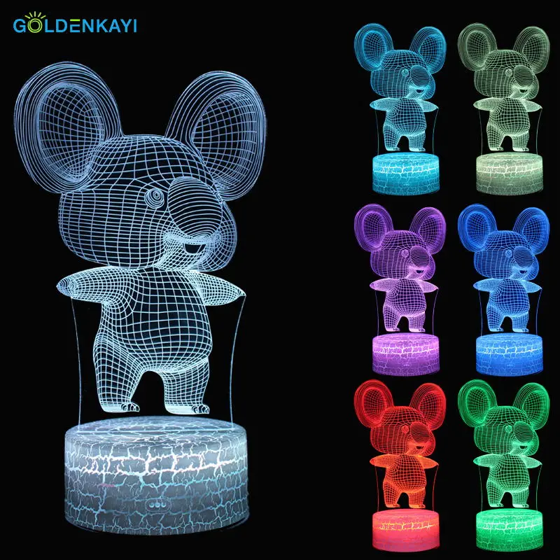 3D Koala светодиодный ночник атмосферная настольная лампа сенсорный выключатель семь цветов для детской спальни Parlour декоративная лампа - Испускаемый цвет: Blowout base
