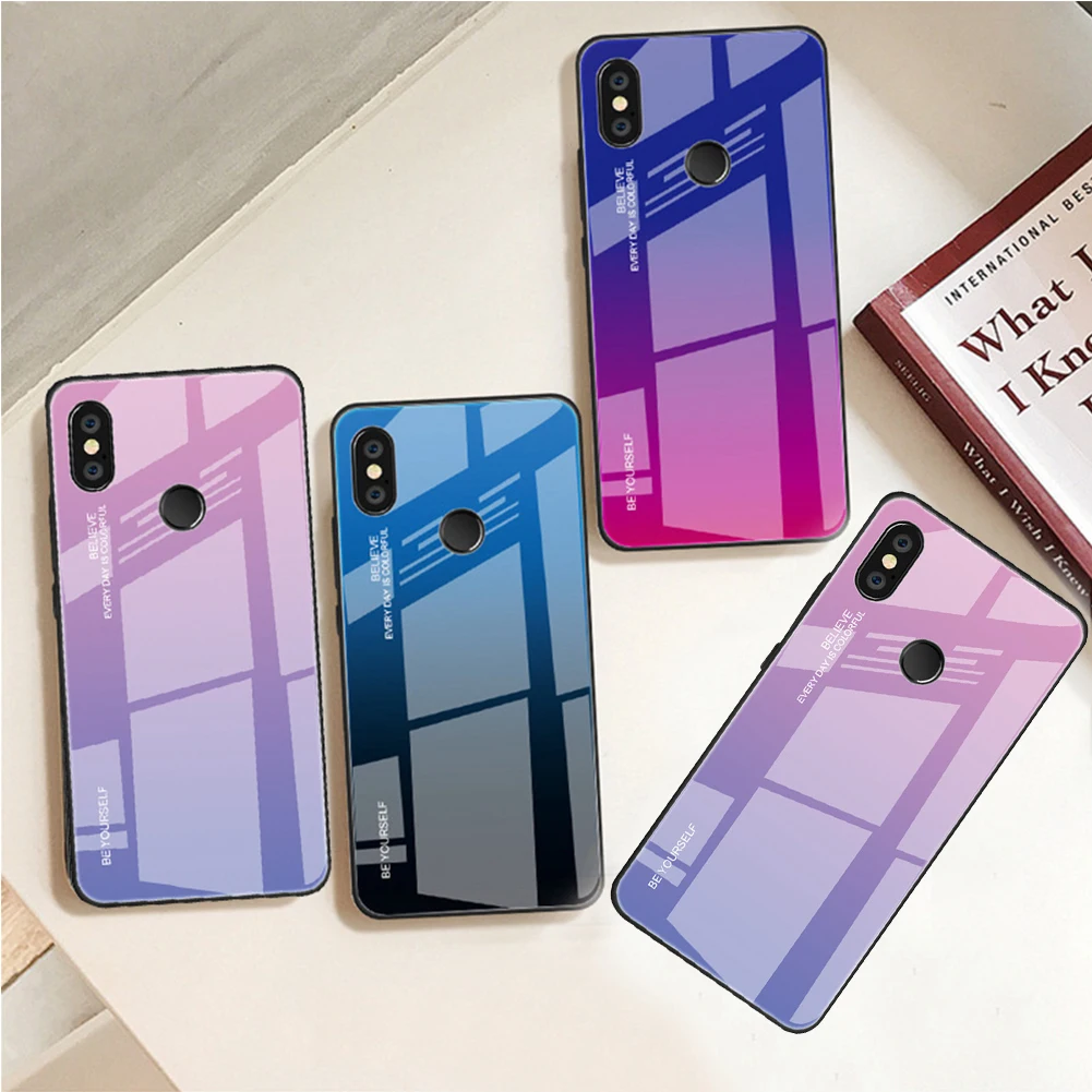 Gradient Color Tempered Glass Case for Xiaomi Mix3 Full Back Protective Cover Scrtch-proof Glossy Shell Capa |