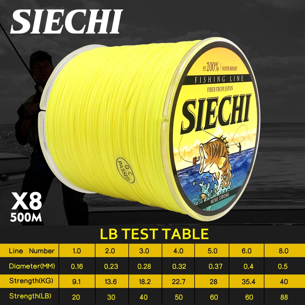Рыболовная леска SIECHI 6 цветов 8 нитей шнур для ловли карпа 500 м 100% полиэтилен