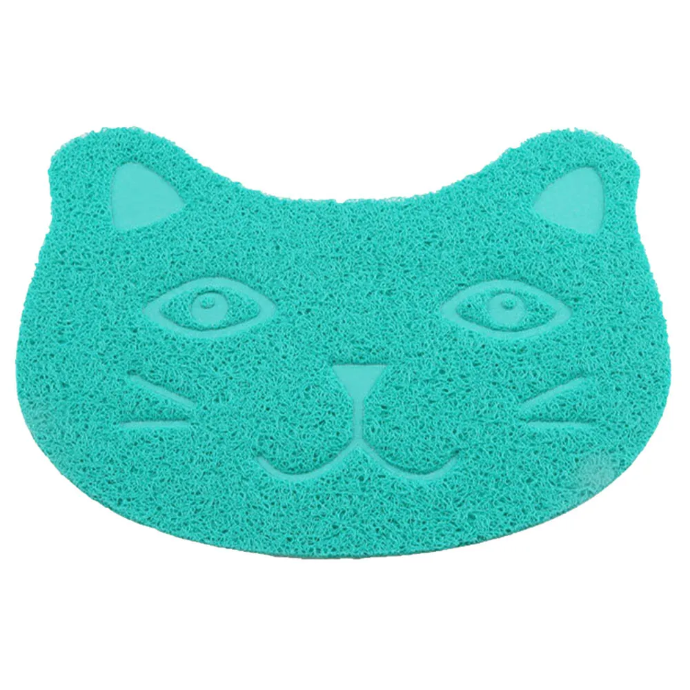 Lake Blue Коврик для туалета для питомцев, кошек, ПВХ, водонепроницаемый, котенок, милый кошачий рисунок, кошачий наполнитель, удобный коврик для уборки, для домашних животных, товары для кошек - Цвет: Lake Blue