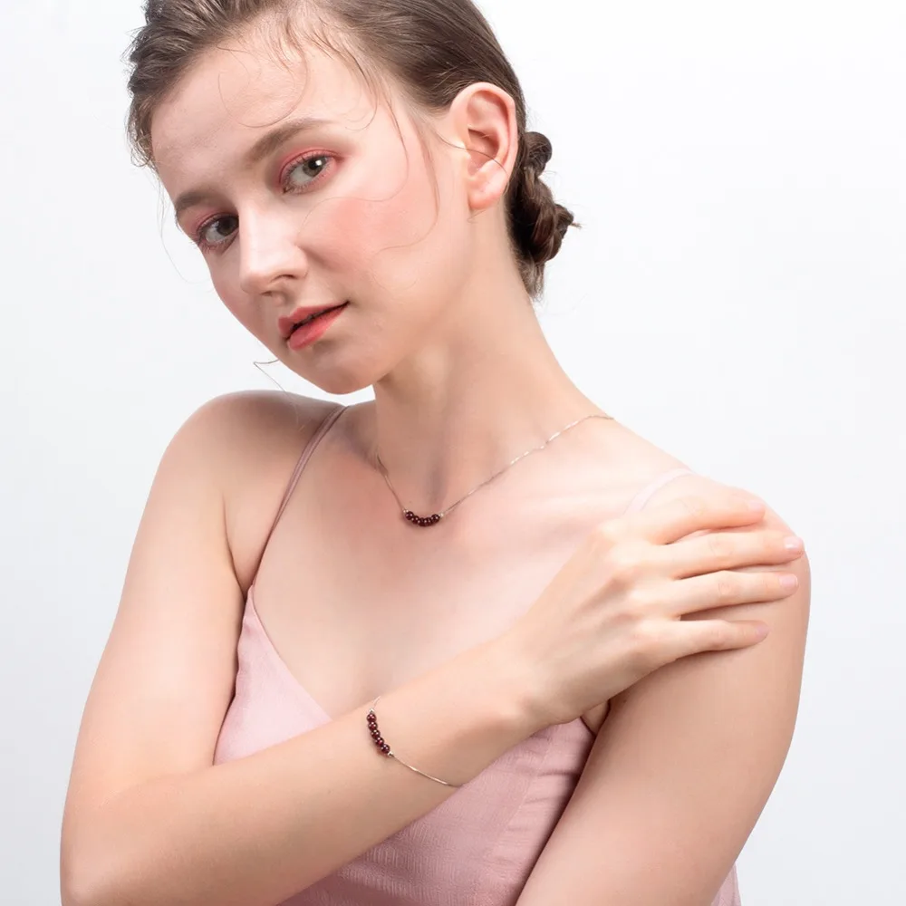 ORSA JEWELS красивые женские красные гранатовые браслеты Настоящее серебро 925 пробы 925 браслеты красивый стильный подарок ювелирные изделия SB49