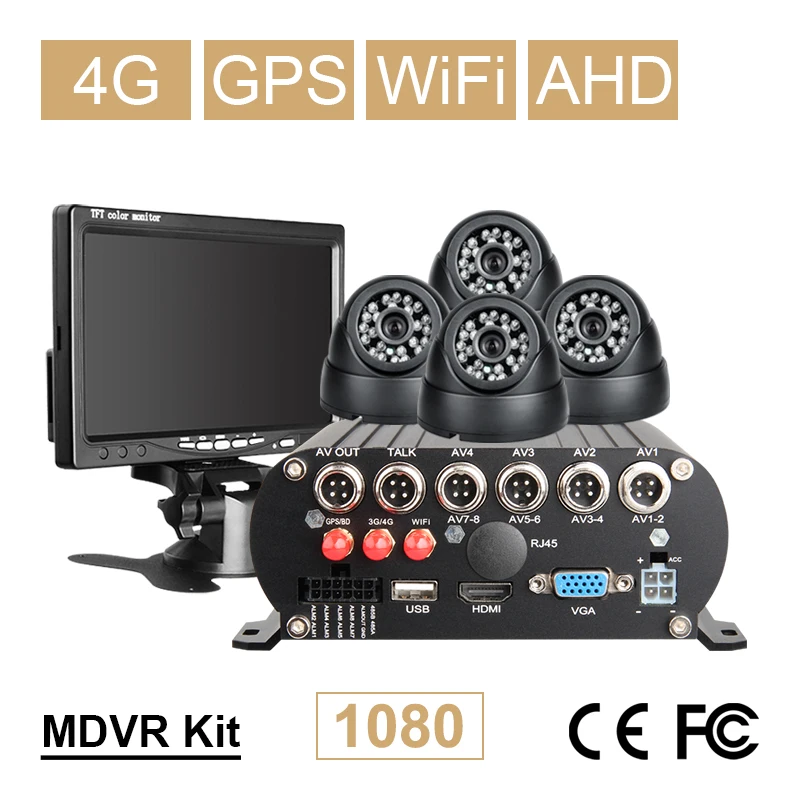 4G GPS WIFI 2 ТБ жесткий диск 256G SD 4CH HDD Мобильный Dvr видео рекордер в реальном времени
