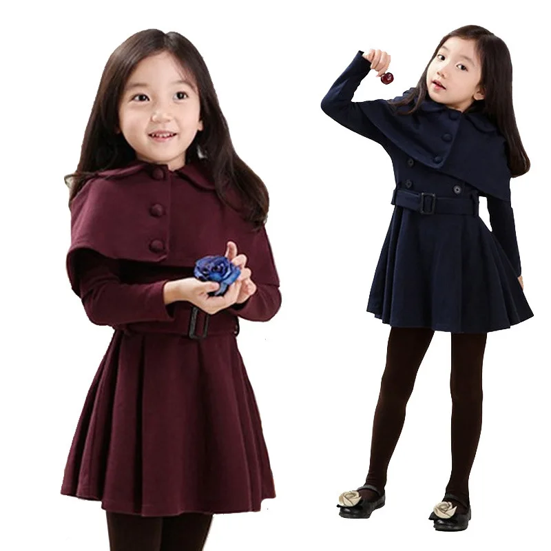Осенне-зимние куртки для маленьких девочек Комплект с платьем Одежда малышей Casaco