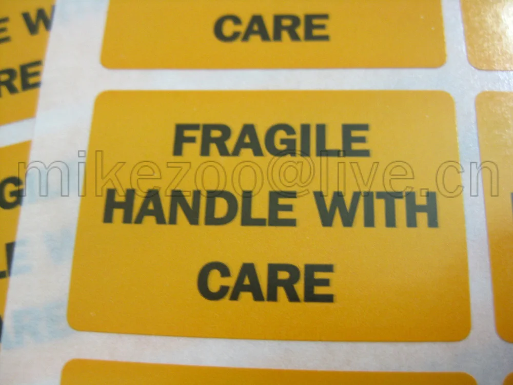 8000 pcs/lot, 38x25mm FRAGILE HANDLE WITH CARE Shipping Label Sticker, Item No. SS14