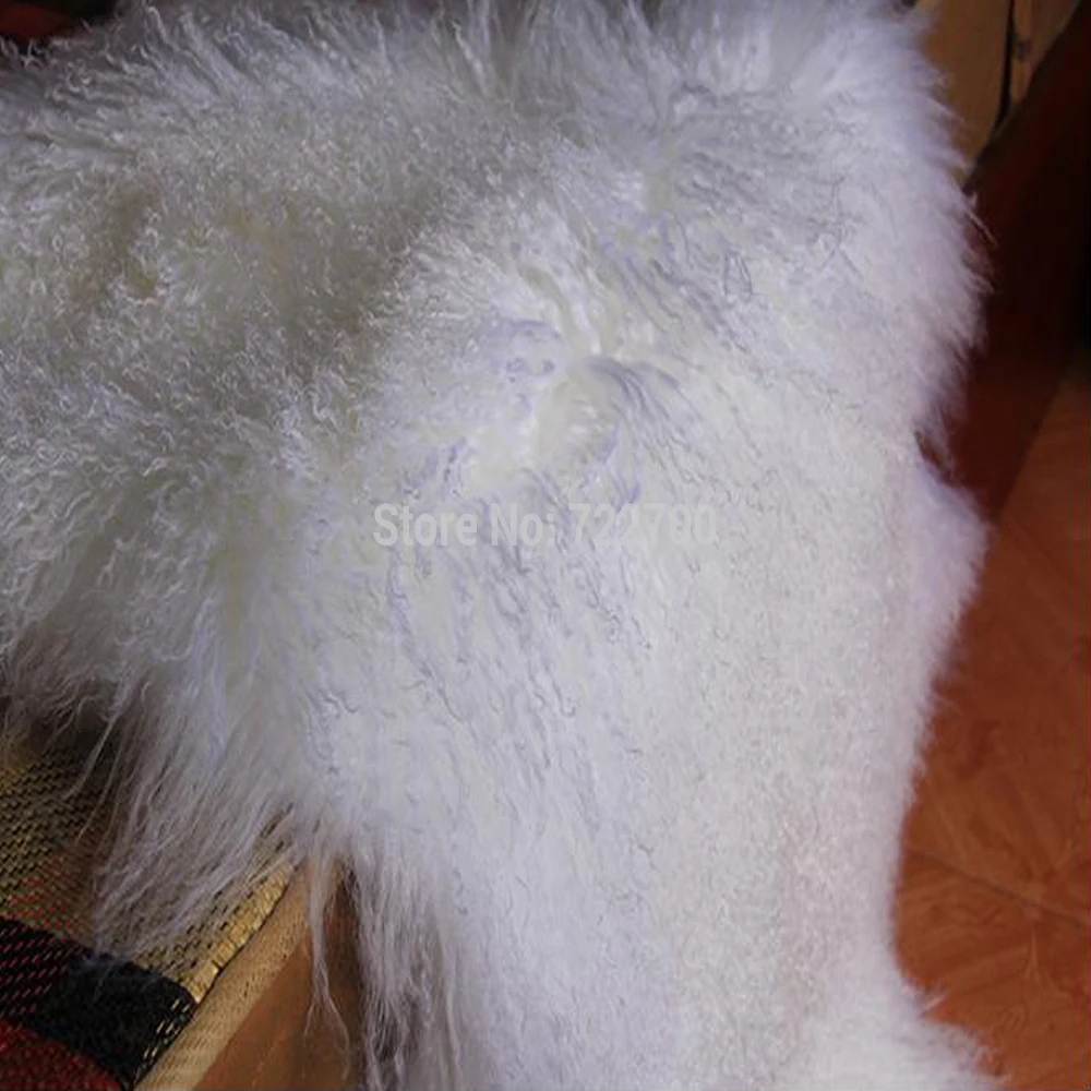 Белый шарф из меха монгольской пластина Одеяло шкуры натуральный мех ковры