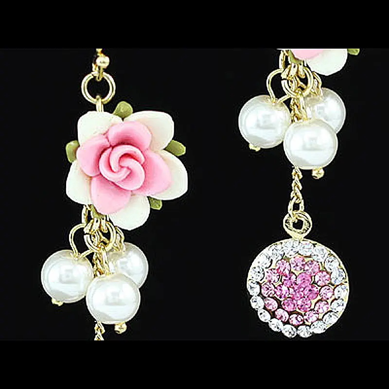 Синие висячие серьги CSE309 с павлиньими звездами розовыми цветами и австрийскими