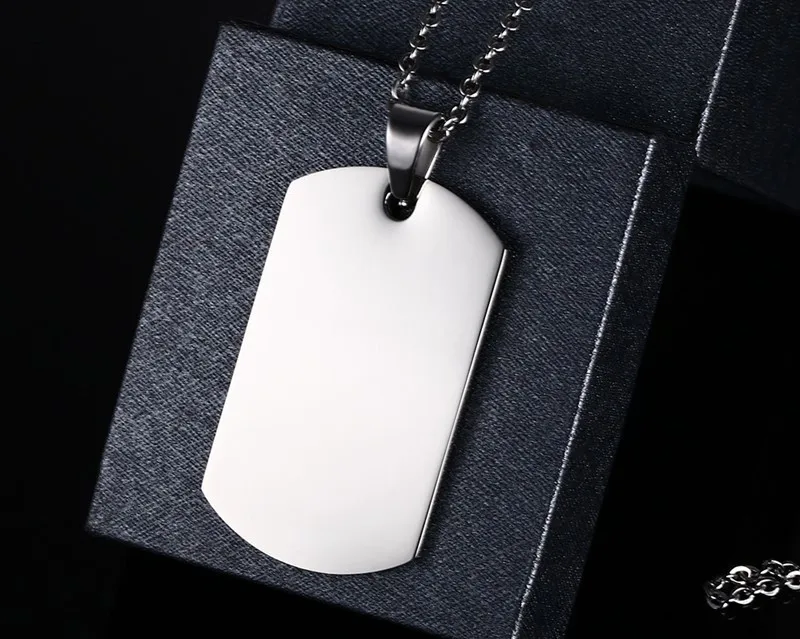 Silver Минималистичное мужское ожерелье из нержавеющей стали с подвеской в виде собачьей бирки, полированный мужской ошейник, аксессуары - Окраска металла: Silver