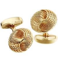 golden color funny knot cufflinks mens accessory for shirt hawson