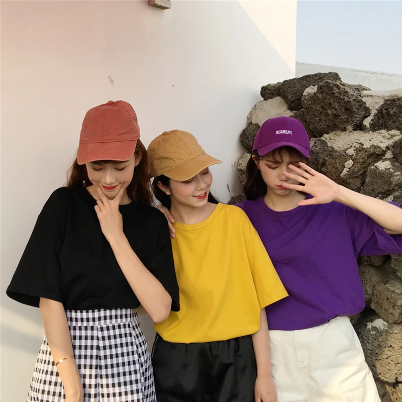 Женские футболки в Корейском стиле Харадзюку женские для подружек с открытой