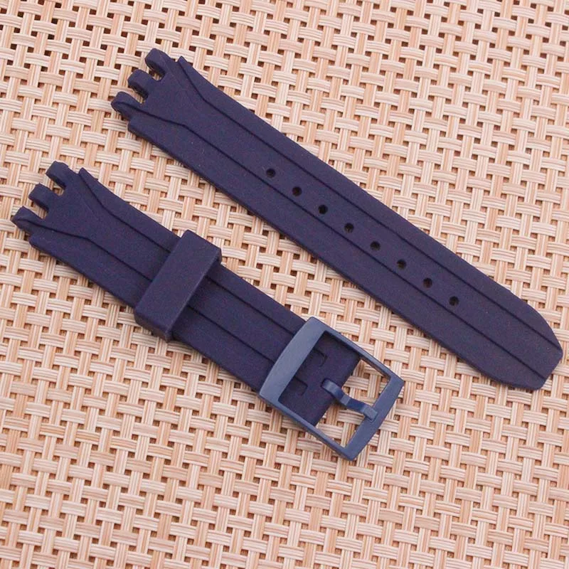 Мягкий силиконовый ремешок для Swatch выпуклый трёхзубчатый резиновый ремешок аксессуары для Swatch SUIB400 SUIK400 мужской wo мужской ремешок для часов - Цвет ремешка: Navy blue