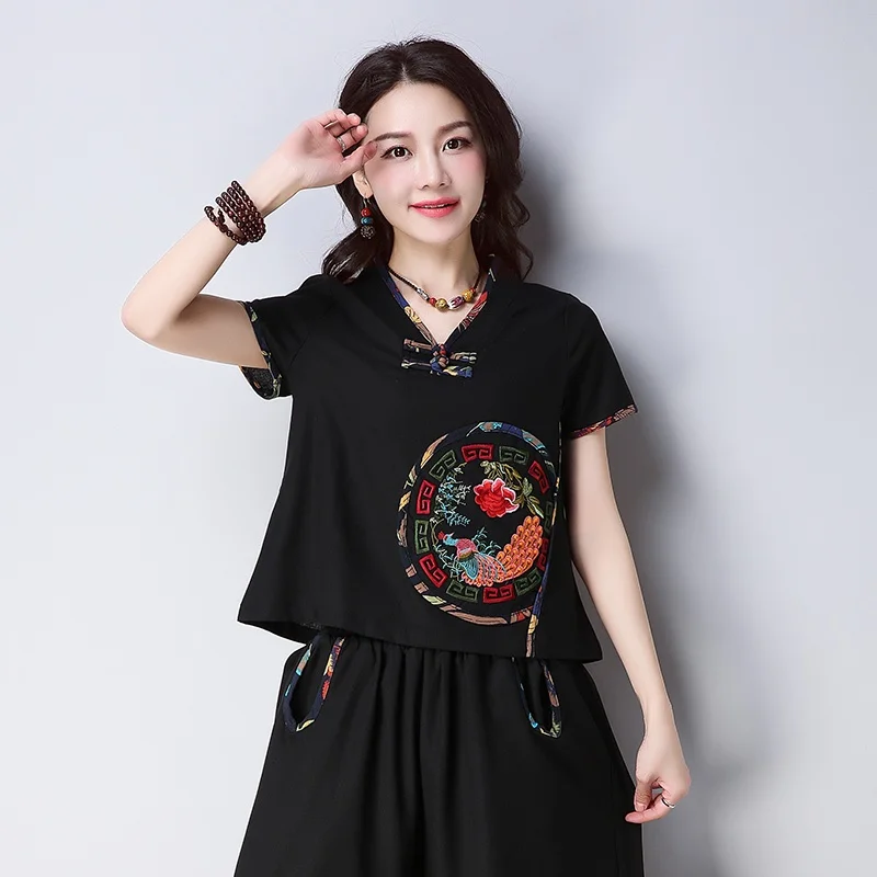 Традиционная китайская одежда для женщин cheongsam Топ Мандарин воротник женские