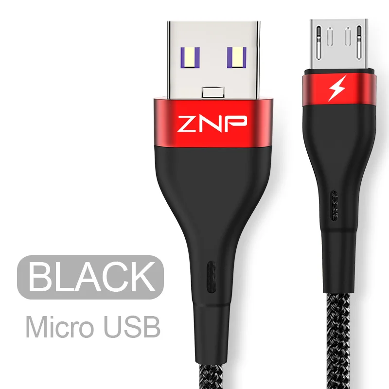 Черный ZNP 3A Micro USB кабель Быстрая зарядка USB кабель для передачи данных нейлоновый кабель синхронизации для samsung a7 J5 Xiaomi Redmi Note 4 5 Android Microusb кабель - Цвет: Черный