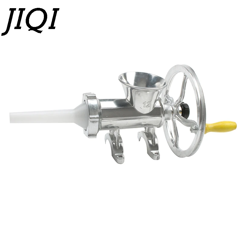 JIQI Hand Crank Meat Grinder Slicer Manual Sausage Stuffer Filler Machine Mincer Aluminum Alloy Noodle Cutter Nut Miller Chopper |