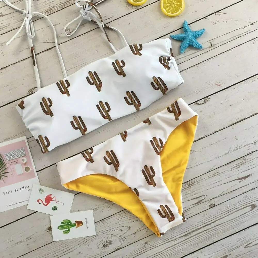 Женский цветочный купальный костюм пуш ап мягкие бикини и бюстгальтер набор