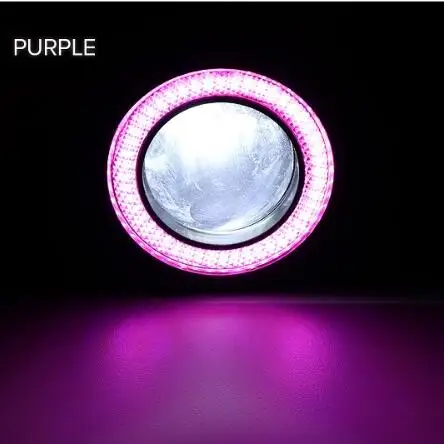 purple 2 шт. белый красный голубой лед 2,5/3/3,5 дюйма монолитный блок Ангельские глазки туман светильник s Led автомобилей головной светильник Лампа ДРЛ универсальные дневные ходовые огни светильник - Цвет: purple