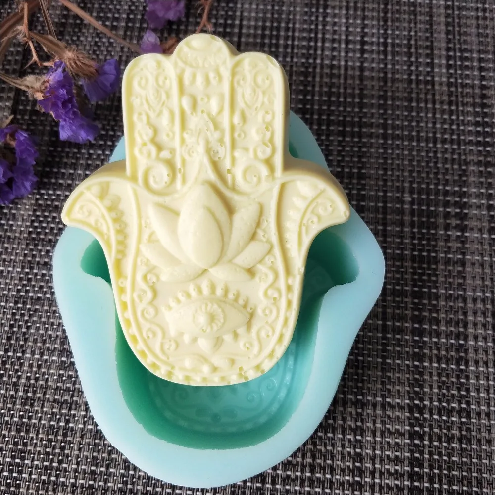 Хамса лотос в ладони силиконовые формы для мыла khamsah DIY силиконовые формы для изготовления мыла рука Фатимы талисман свечи смолы плесень
