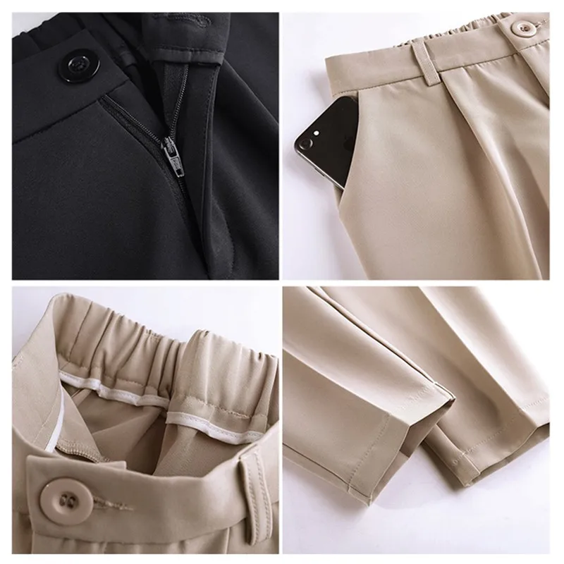 2019 сезон весна-лето Модные свободные брюки длиной до щиколотки женские