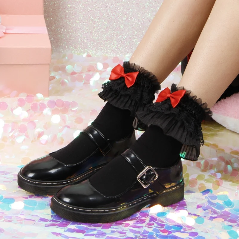 

Princess sweet lolita socks Japanese Big Lace Princess Pile Socks Butterfly Knot Lovely Soft sister Student Socks WGR077