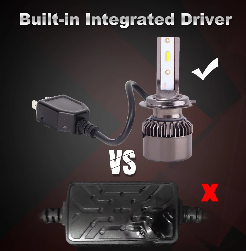 2 шт. H7 светодиодный головной светильник со светодиодными кристаллами мини H4