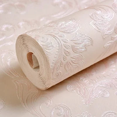 Light Pink Европейский Стиль Дамасская настенная бумага для гостиной спальни настенный Декор 3D тисненая Нетканая Дамасская настенная бумага рулон Papel De Parede - Цвет: Light Pink
