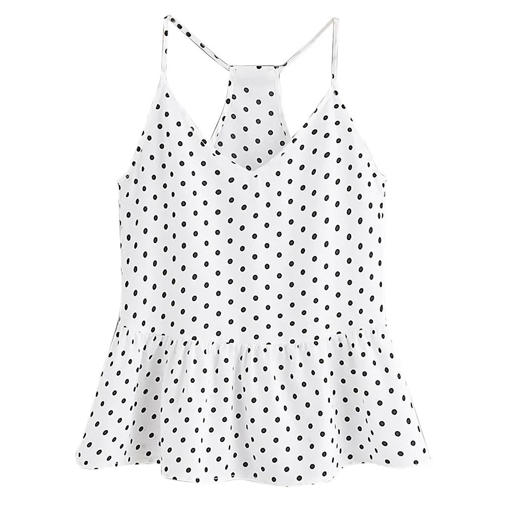 Женский жилет модный в горошек с оборками подолом женский летний топ без рукавов