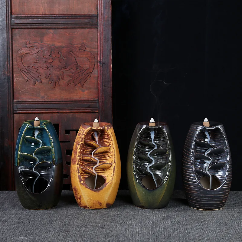 Backflow Ceramic Incense Burnerd Smoke Water Fall Down Mountain Handicraft Incense Censer Holder Home Decoration