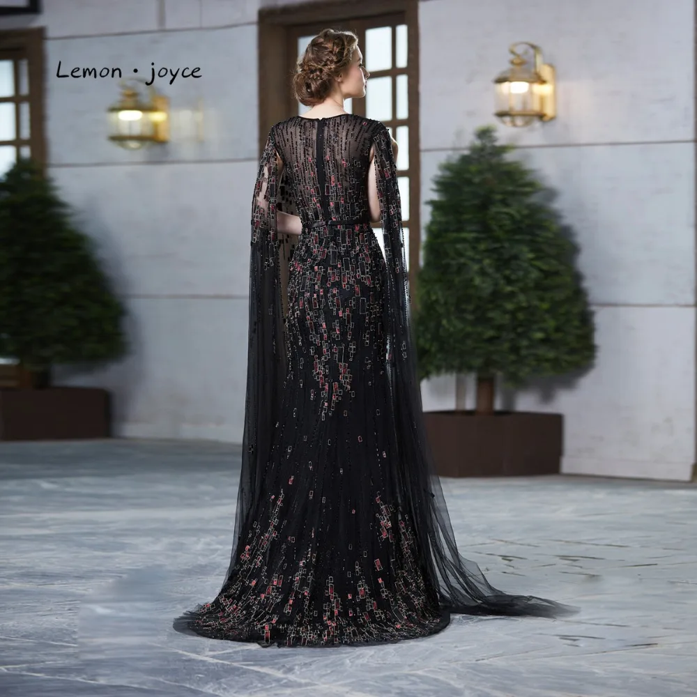 Лимон joyce черные вечерние платья 2020 Новый стиль сексуальное Иллюзия длина в пол