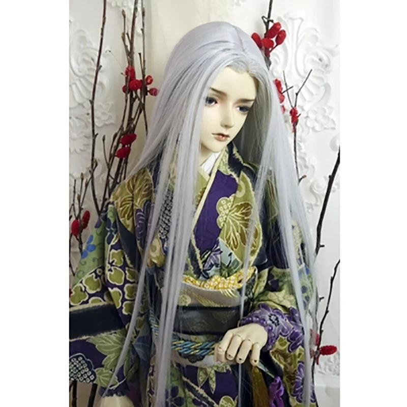 Парики Allaosify 1/3 BJD из высокотемпературного волокна серебристые белые длинные