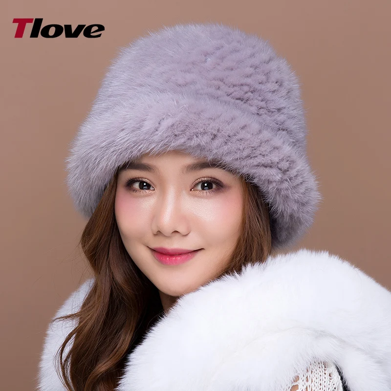 2018 Tlove новый шаблон Для женщин S норки Мех животных Панамы для Мода Шапки в