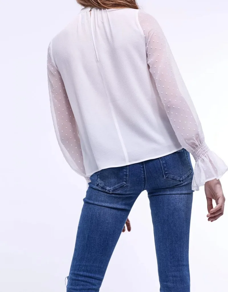 VOGUE! N Новый женский сексуальный прозрачный рукав однотонный черный/белый пуловер