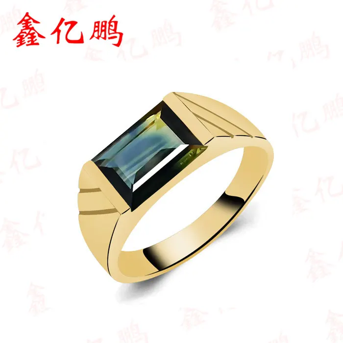 Кольцо из 18-каратного золота с инкрустированным натуральным сапфиром простое и