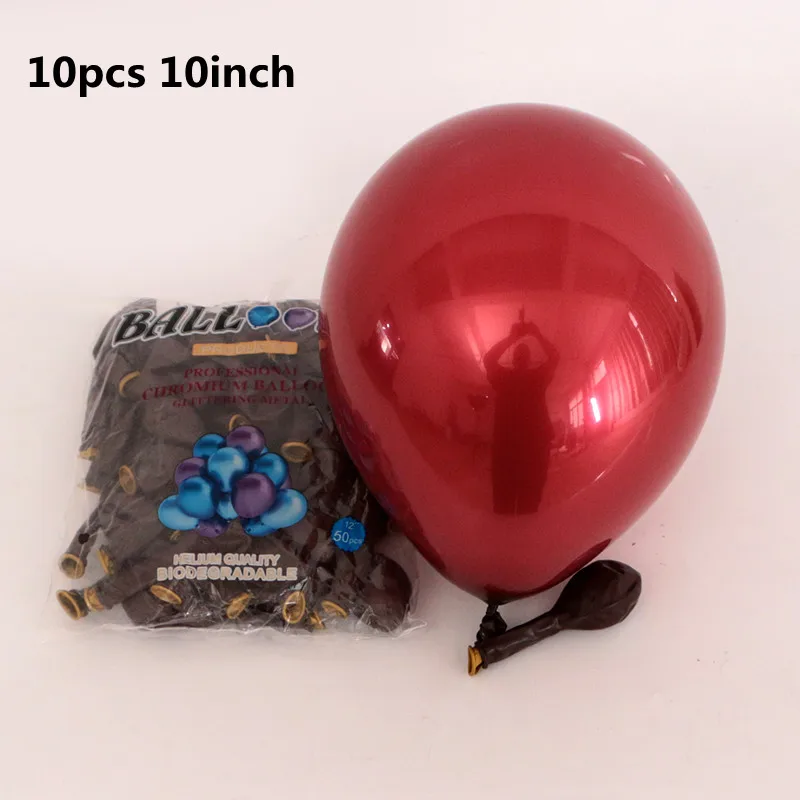 Burgundy red 10 шт. 10-дюймовые латексные шары с двойным слоем бордового, красного, фиолетового цвета, металлические светящиеся синие шары на свадьбу, день рождения, вечеринку, декор на День святого Валентина - Цвет: Burgundy red