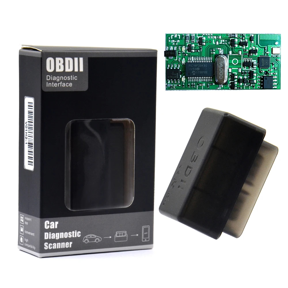 Мини ELM327 Bluetooth HW V1.5 25K80 ELM 2017 OBD2 для Android Torque/ПК поддержка всех протоколов OBDII 12